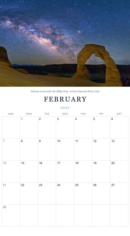 February: Delicate Arch under the Milky Way