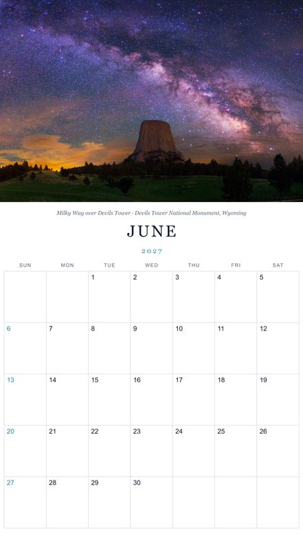 June: Milky Way over Devils Tower