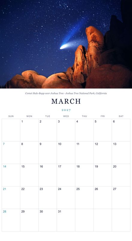 March: Comet Hale-Bopp over Joshua Tree