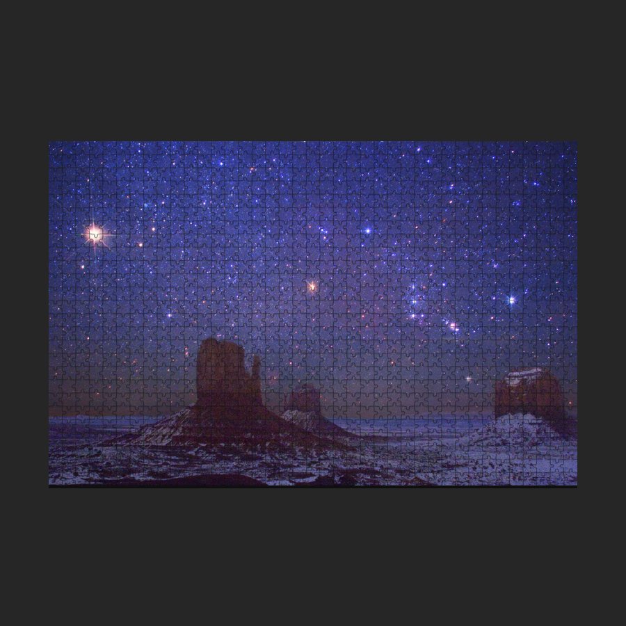 Mars and Orion Rising over Monument Valley Puzzle