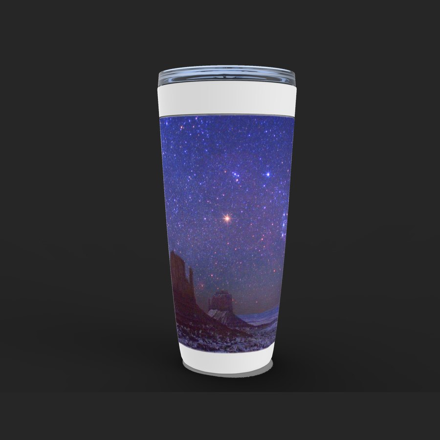 Mars and Orion Rising over Monument Valley Tumbler