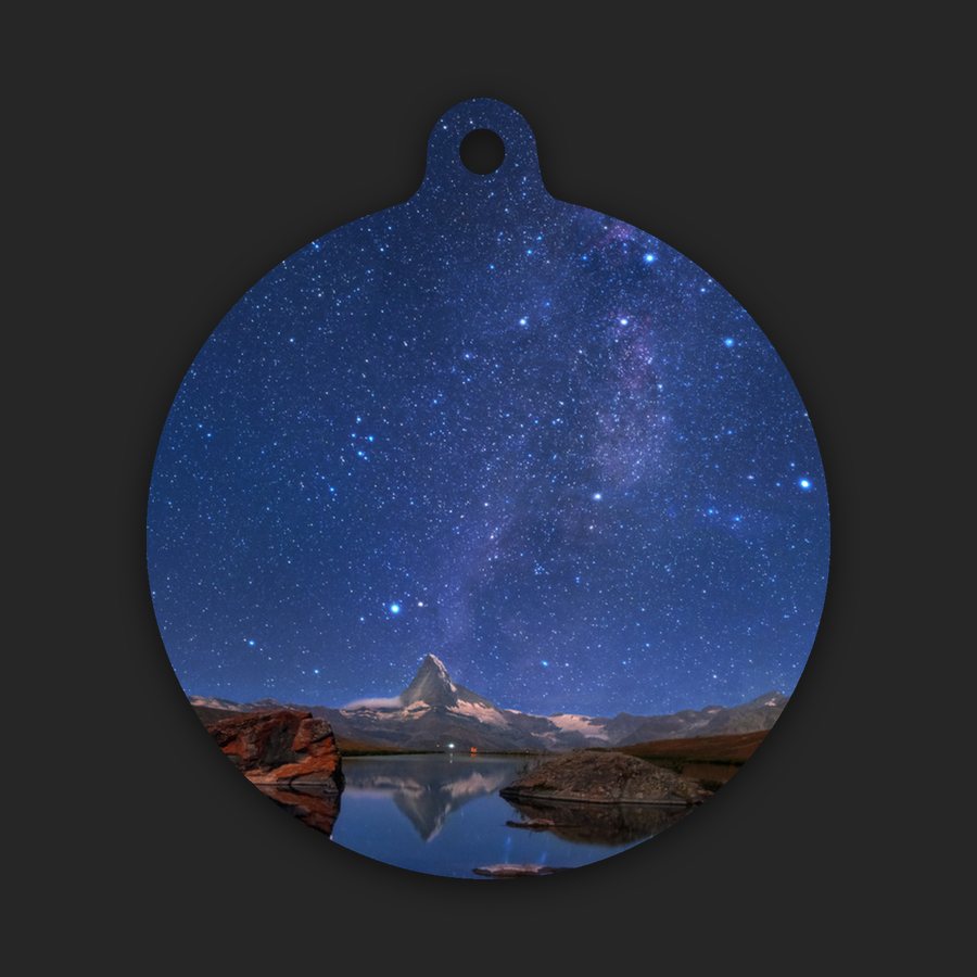 Matterhorn and the Milky Way Reflected in Stellisee Lake Ornament