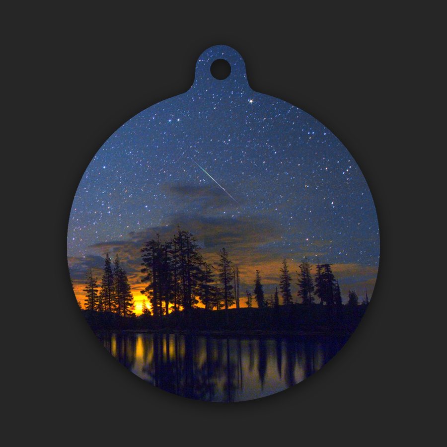 Perseid Meteor over Lassen's Sifford Lake Ornament